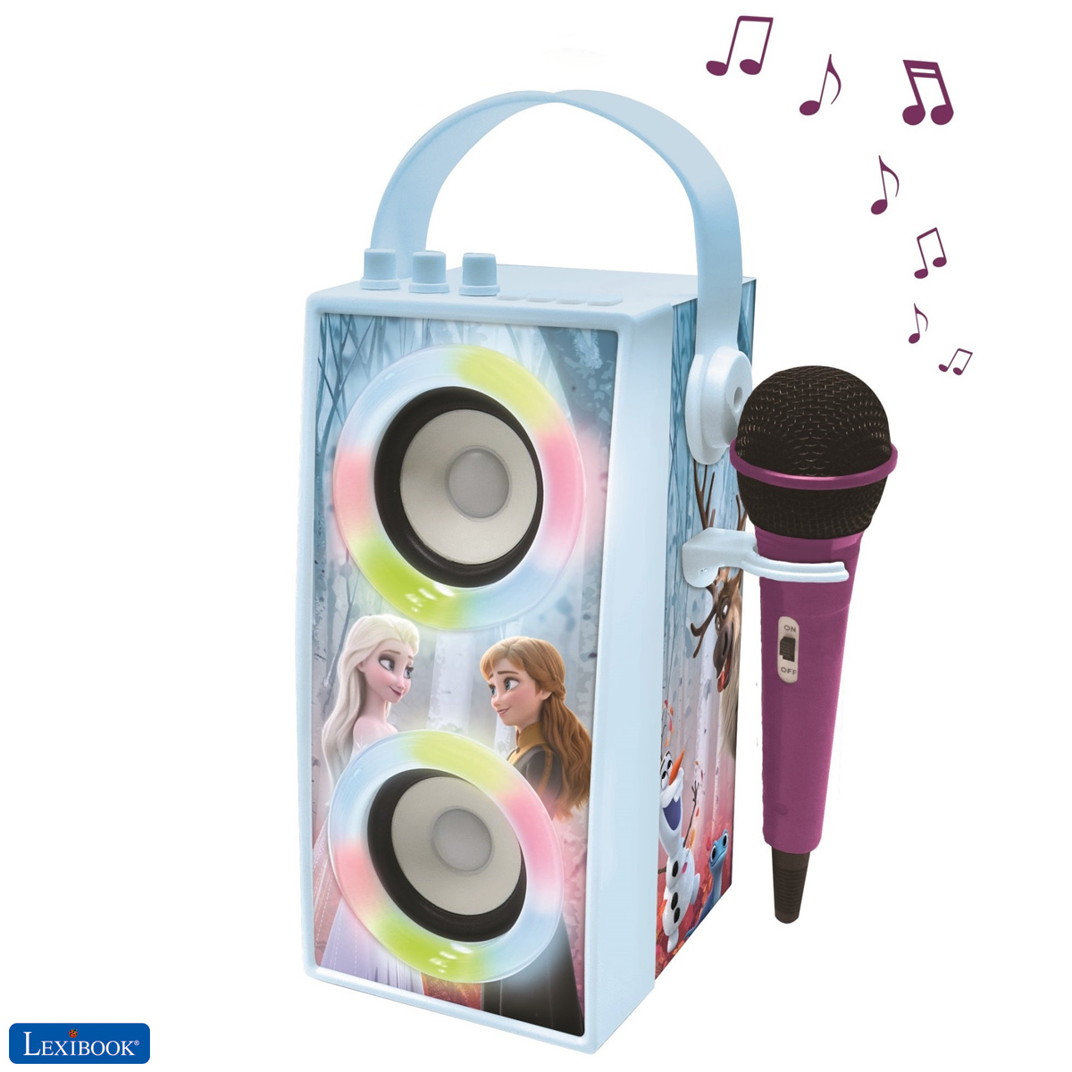 Lexibook - Frozen Trendy Portable Bluetooth Speaker with mic and amazing lights effects (BTP180FZZ)