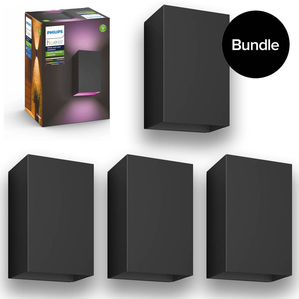 Philips Hue - 4x Resonate Wall Light Outdoor - White Color Ambiance - Bundle