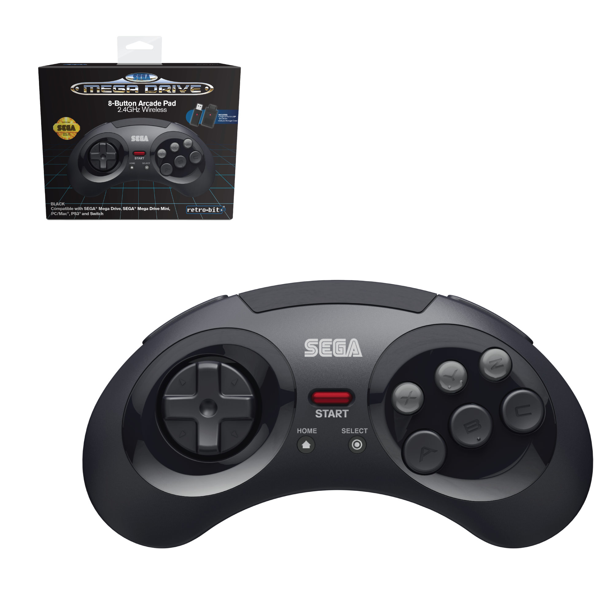 Retro-Bit SEGA MD 8-B 2.4G WL Black