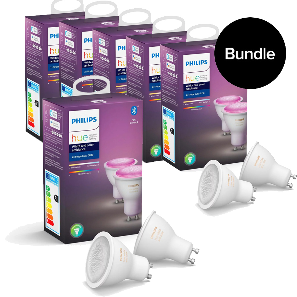 Philips Hue - 6xGU10 2-Pack 12 pcs in total - Color Ambiance - Bluetooth - Bundle