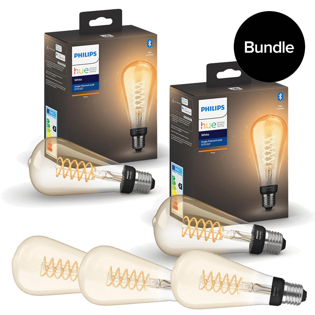 Philips Hue - 5x E27 Filament ST72 Edison - Warm White - Bluetooth - Bundle