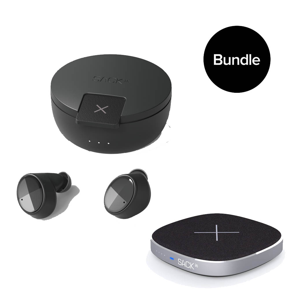 SACKit - ROCKit X Earphones With ANC + CHARGEit Care power bank & wireless charger