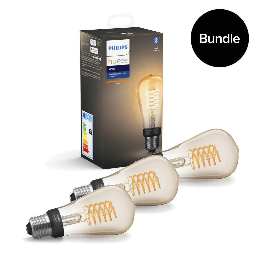 Philips Hue - 3xE27 Filament ST64 - Warm White - Bluetooth - Bundle