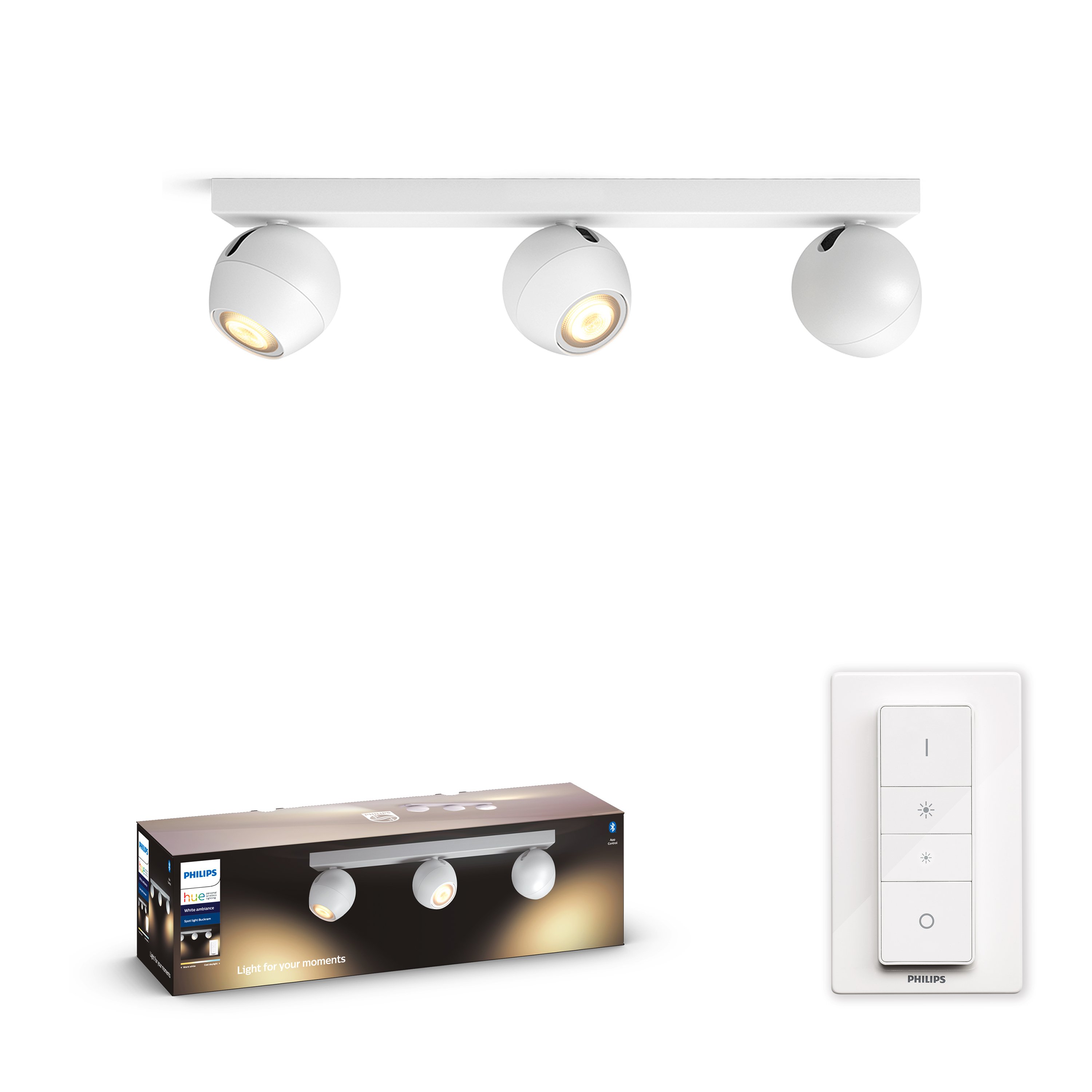 Philips Hue - Buckram 3-Spot Light- White Ambiance - Bluetooth Dimmer Included