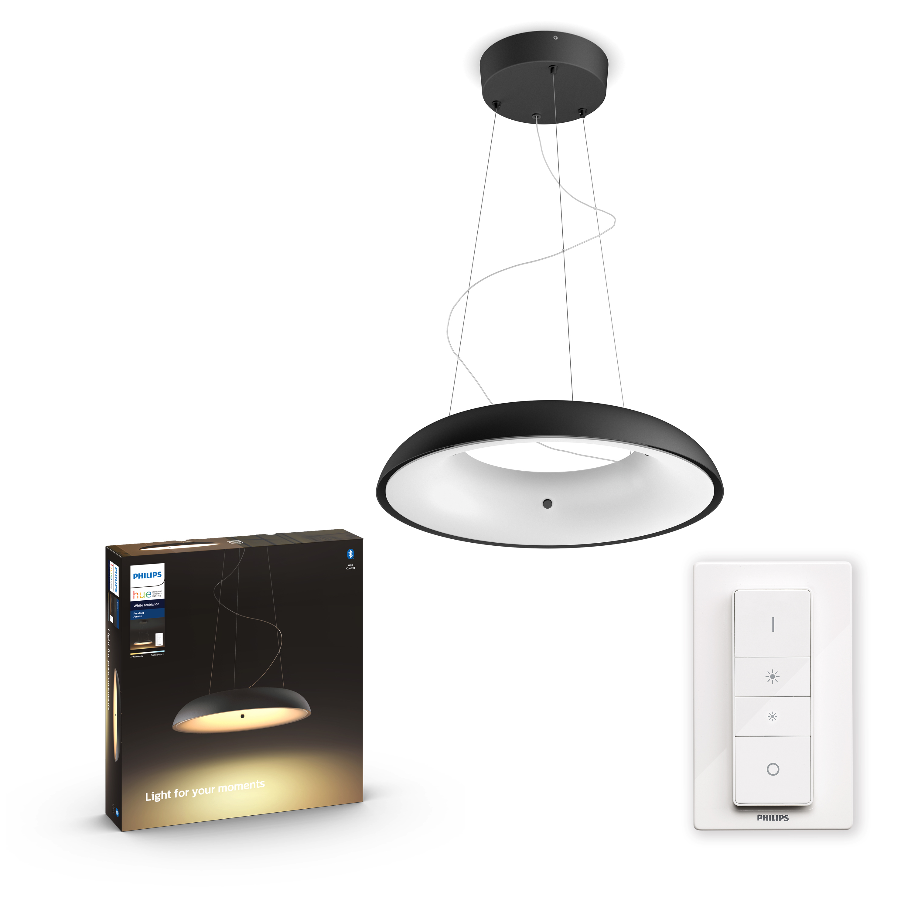 Philips Hue - Amaze Hue Pendant Black - White Ambiance - Bluetooth - Dimmer Included