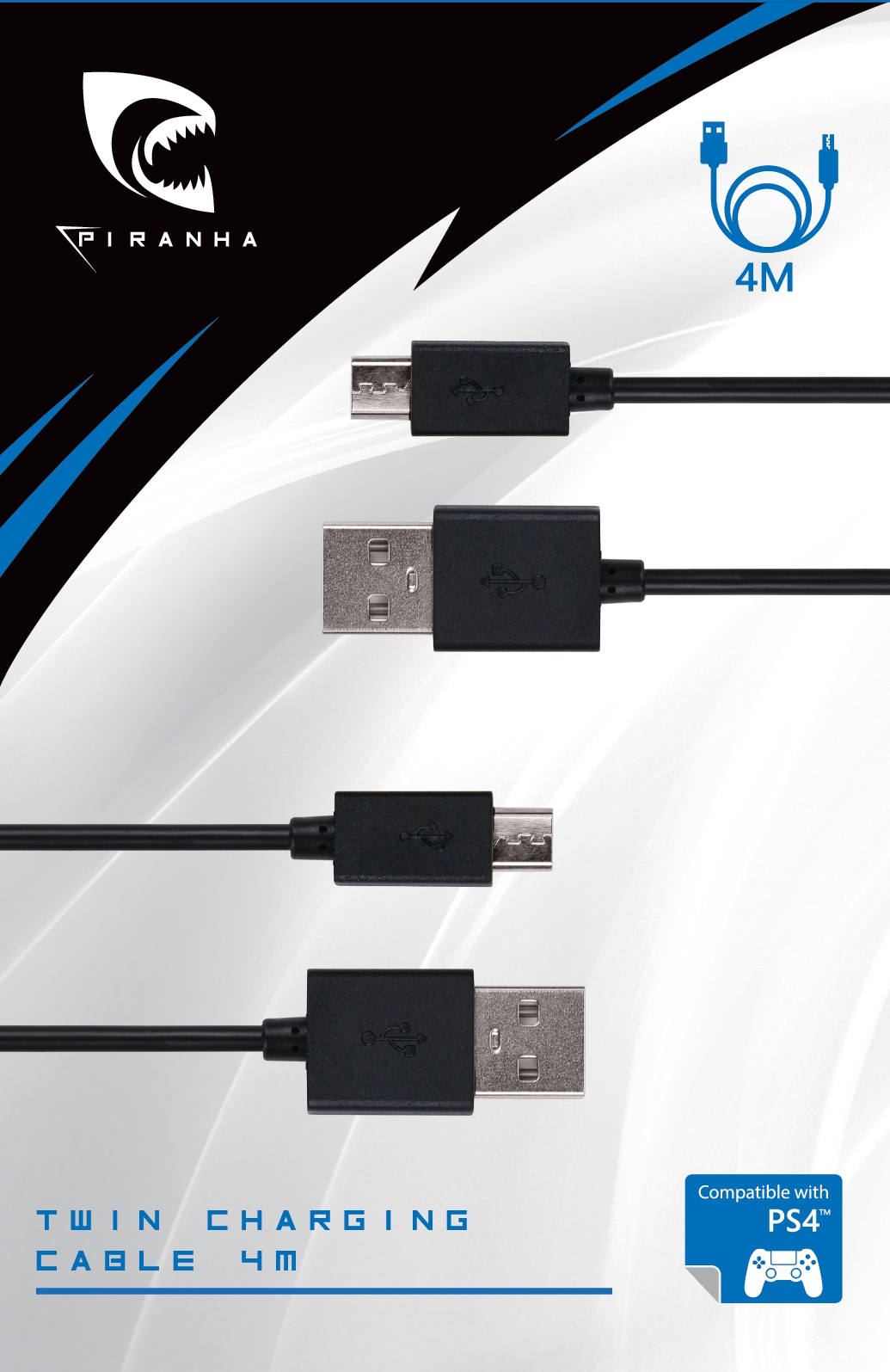 Piranha PS4 Twin Charging Cable 4M
