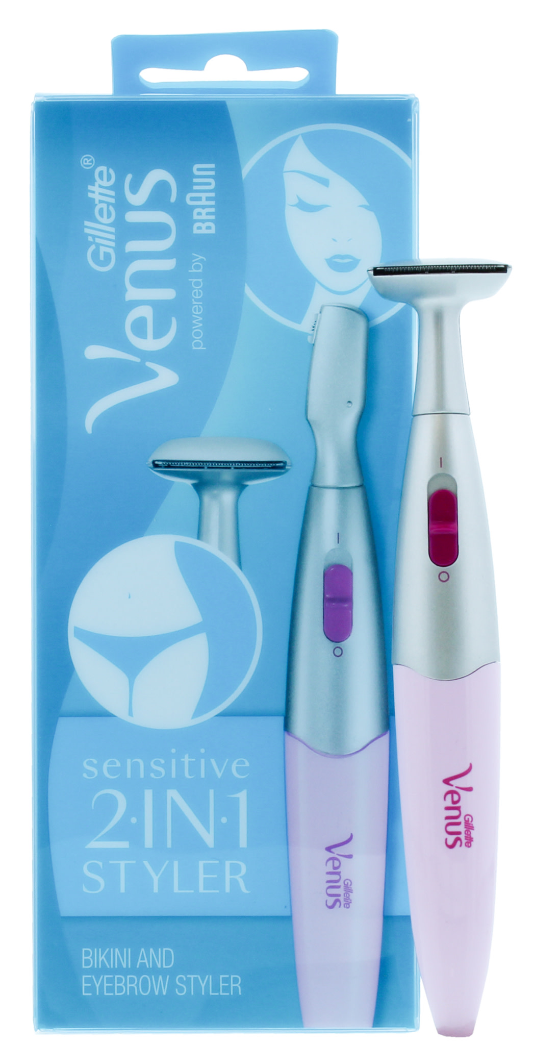 Gillette - Venus 2 In 1 Bikini & Eyebrow Styler + AAA Battery