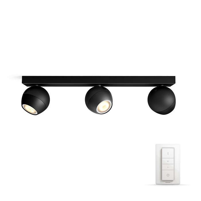 Philips Hue - Buckram 3-Spot Light Black- White Ambiance - Bluetooth Dimmer included