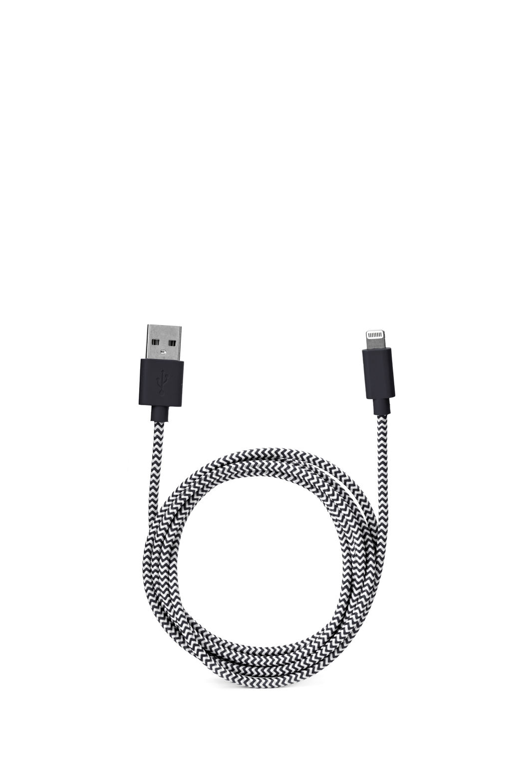 Black Chevron Cotton Braided Charging Cable (US113-BK-EU)