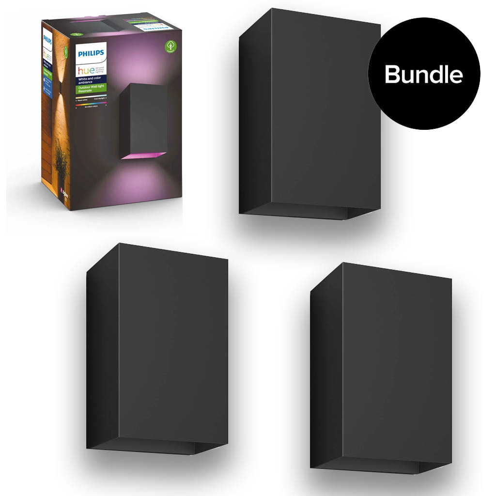 Philips Hue -3x Resonate Wall Light Outdoor - White Color Ambiance - Bundle