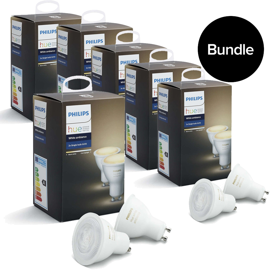 Philips Hue - 6xGU10 Dual Pack (12 pcs in total) - White Ambiance - Bundle
