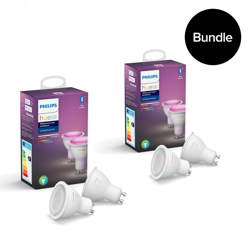 Philips Hue - 2xGU10 2-Pack (4 pcs in total) - Color Ambiance - Bluetooth - Bundle