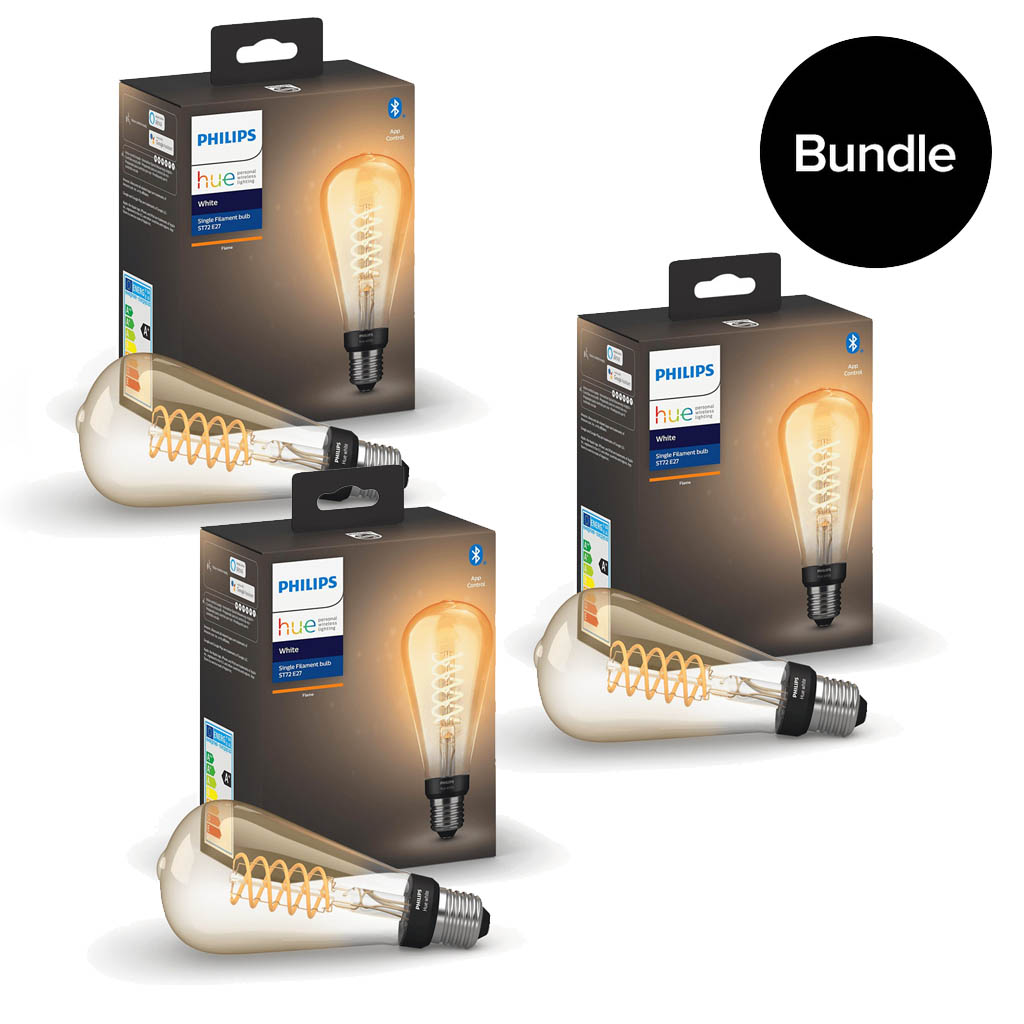 Philips Hue - 3x E27 Filament ST72 Edison - Warm White - Bluetooth - Bundle