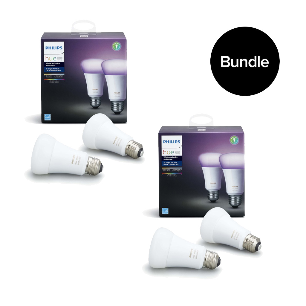 Philips Hue - E27 2 Pack - White & Color Ambiance - Bluetooth - Bundle