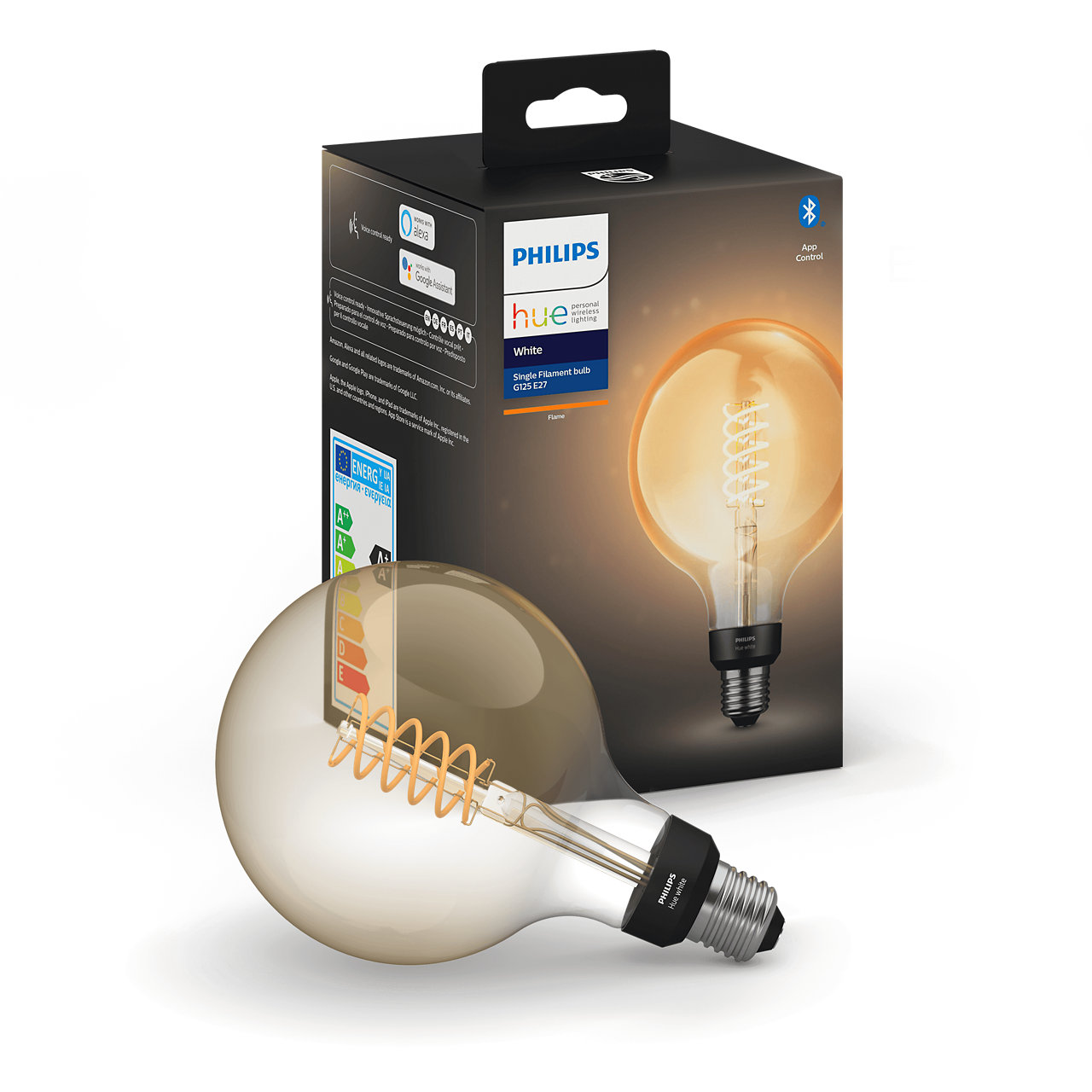 Philips Hue - E27 Filament G125 Globe - Warm White - Bluetooth