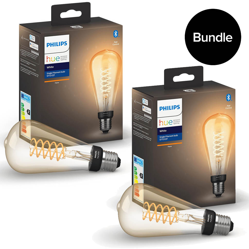 Philips Hue - 2x E27 Filament ST72 Edison - Warm White - Bluetooth - Bundle