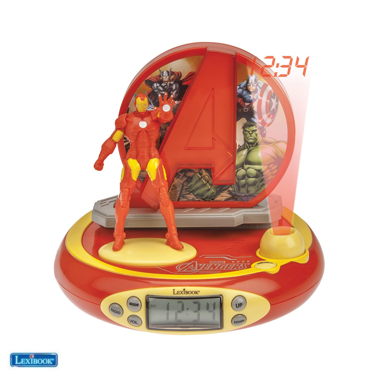 Lexibook - Avengers 3D Iron Man Projector Clock with Super Hero Sounds (RP510AV)