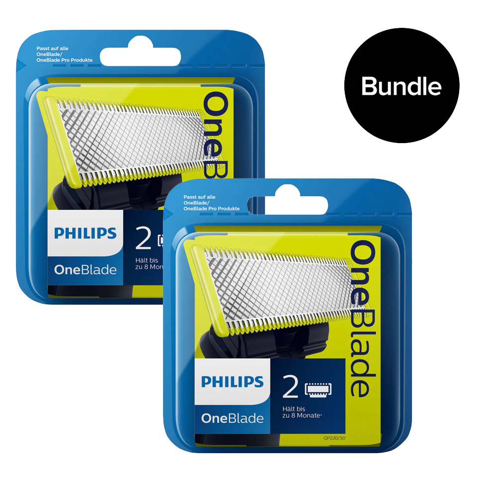 Philips - OneBlade Replaceable Blades 2x2 Pack - QP220/50 - Bundle