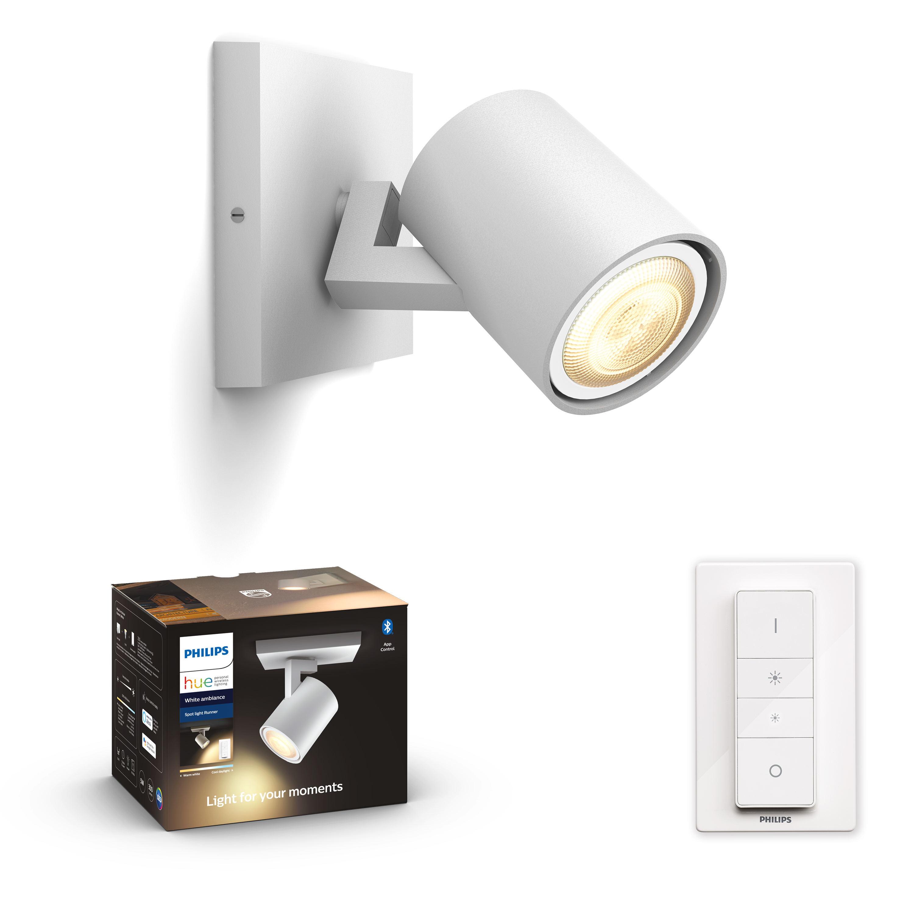 Philips Hue - Runner Hue single spot white 1x5.5W 230V - White Ambiance Bluetooth Dimmer Included