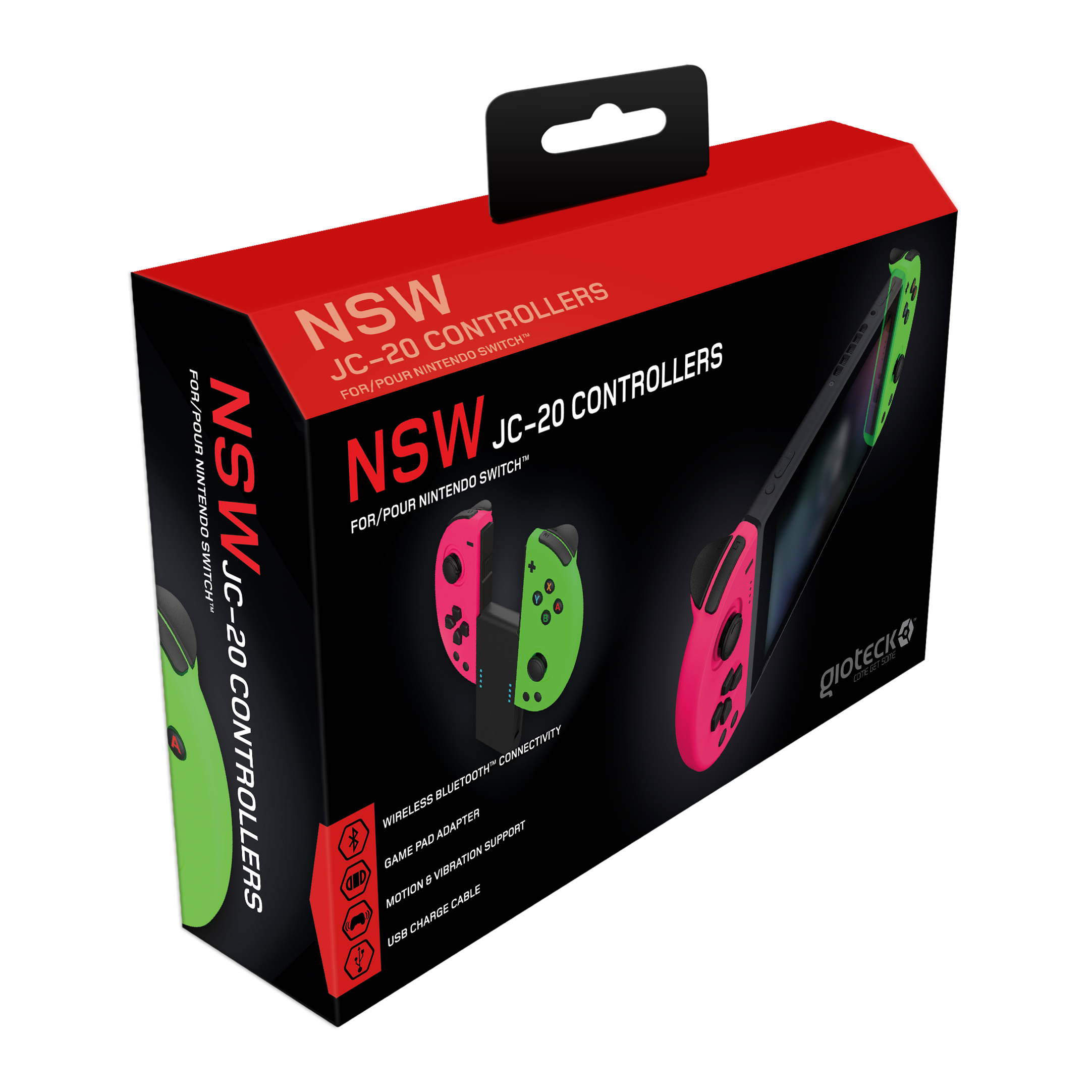Gioteck Nintendo Switch JC-20 Controllers (Pink/Green)