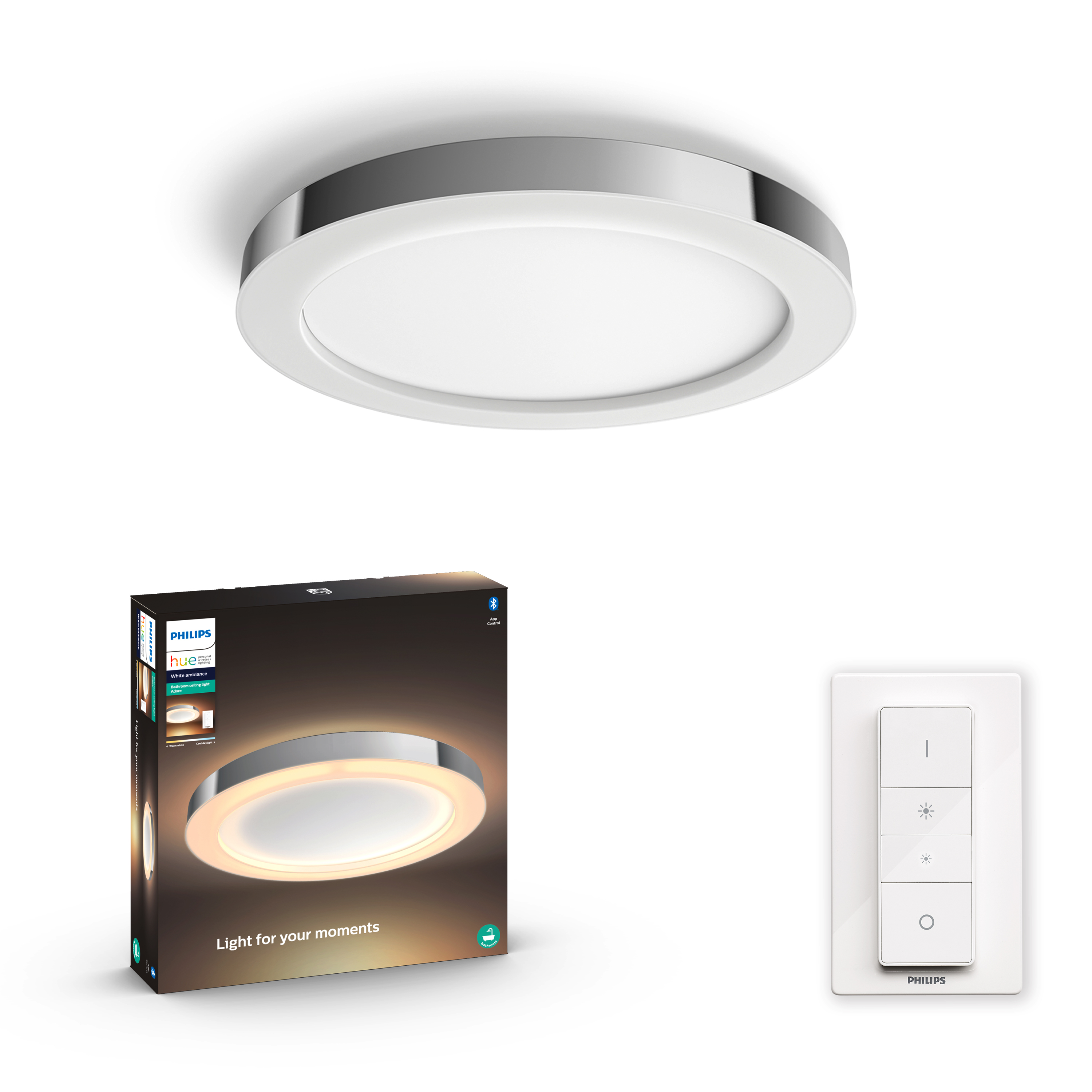 Philips Hue - Adore Hue Ceiling Lamp Chrome - White Ambiance Dimmer included